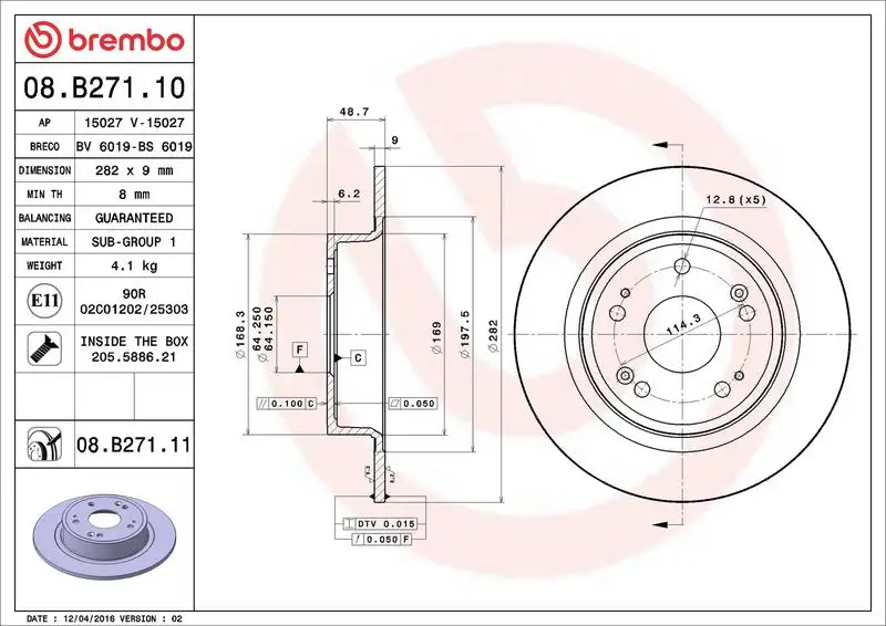 BREMBO 08.B271.11 Arka Fren Diski