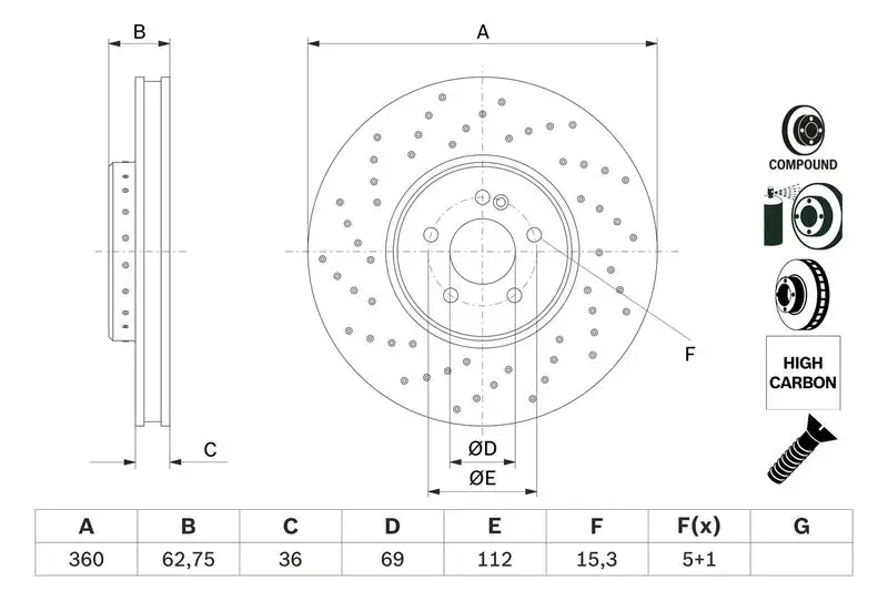 BOSCH 0986479G38 Ön Fren Diski A0004212312