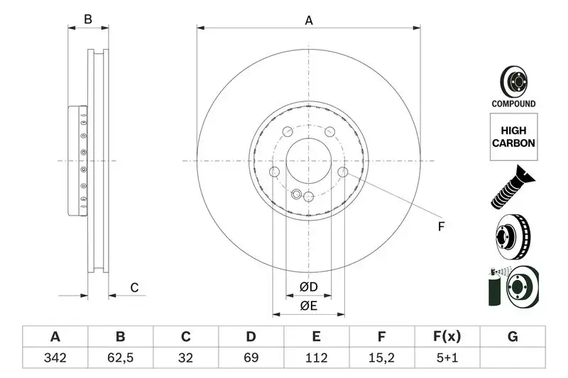 BOSCH 0986479H41 Ön Fren Diski A0004212812