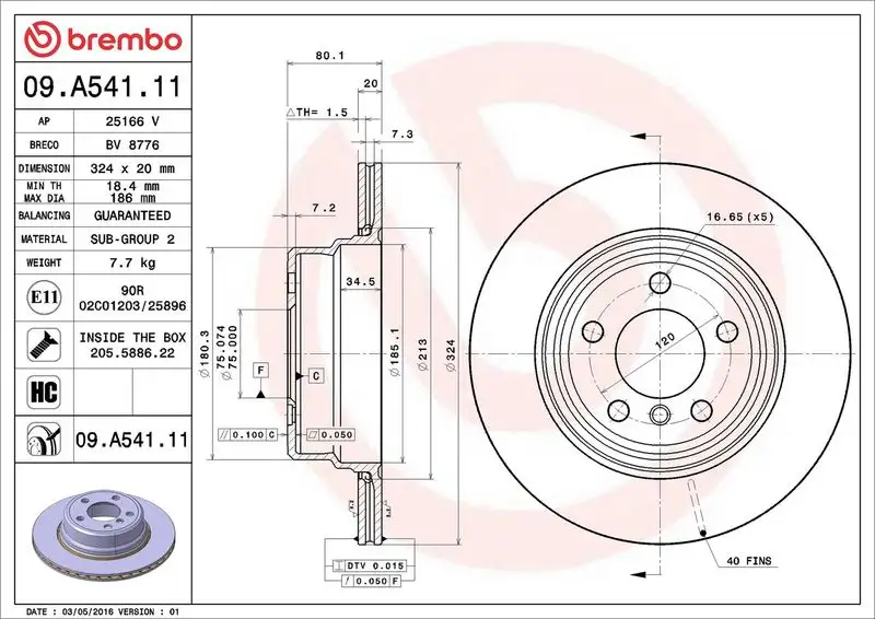 BREMBO 09.A541.11 Arka Fren Diski 34216756849