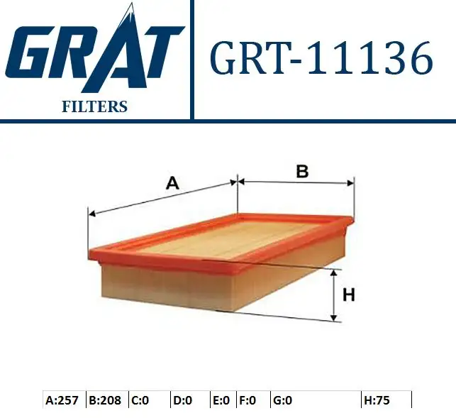 GRAT 11136 Hava Filtresi 165461783R