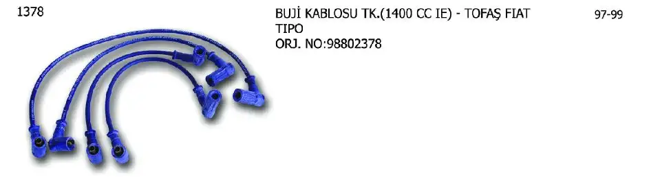 ÜNÜVAR 1378 Buji Kablosu 98802378