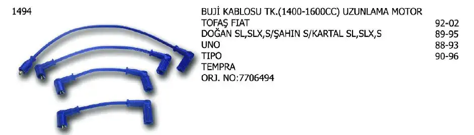 ÜNÜVAR 1494 Buji Kablosu 7706494