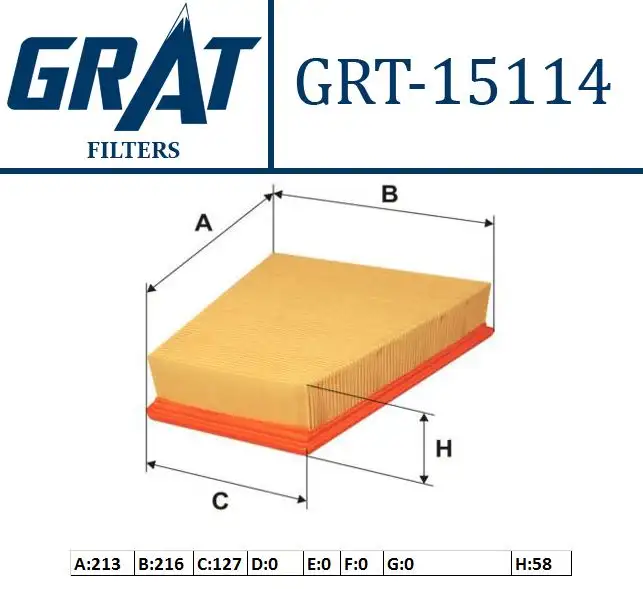 GRAT 15114 Hava Filtresi 6Y0129620