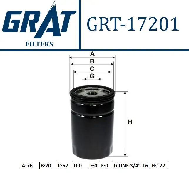 GRAT 17201 Yağ Filtresi 978M6714B4A