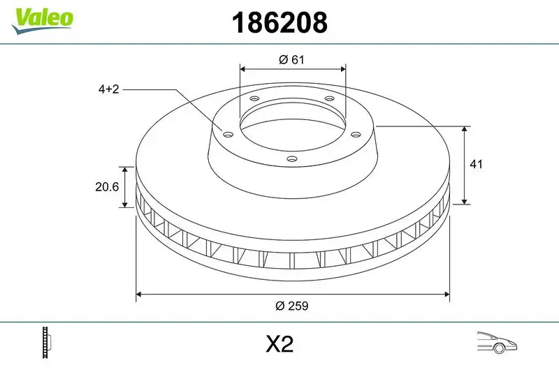 VALEO 186208 Ön Fren Diski