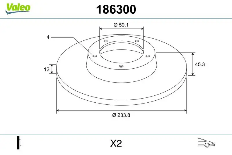 VALEO 186300 Ön Fren Diski 402065F003