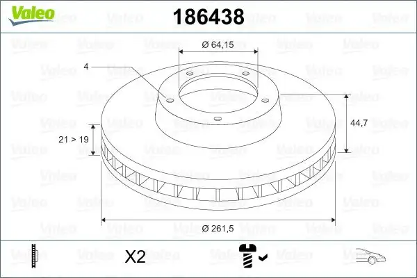 VALEO 186438 Ön Fren Diski