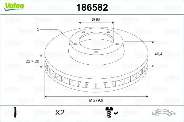 VALEO 186582 Ön Fren Diski