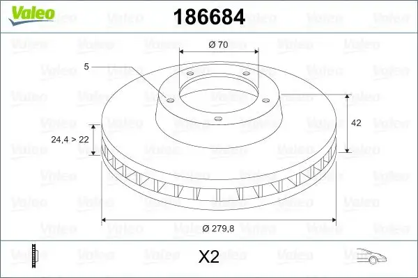 VALEO 186684 Ön Fren Diski