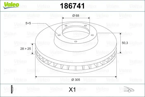 VALEO 186741 Ön Fren Diski
