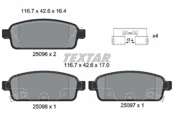 TEXTAR 2509602 Arka Fren Balatası