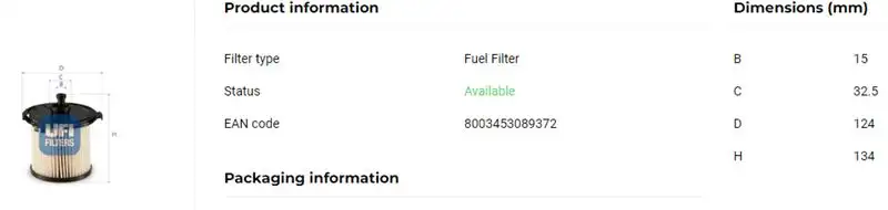 UFI 26.074.00 Yakıt Filtresi