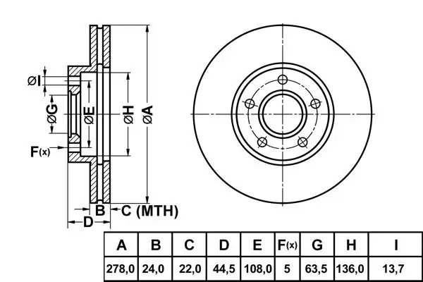 MGA 50136 Ön Fren Diski 2T141125CC