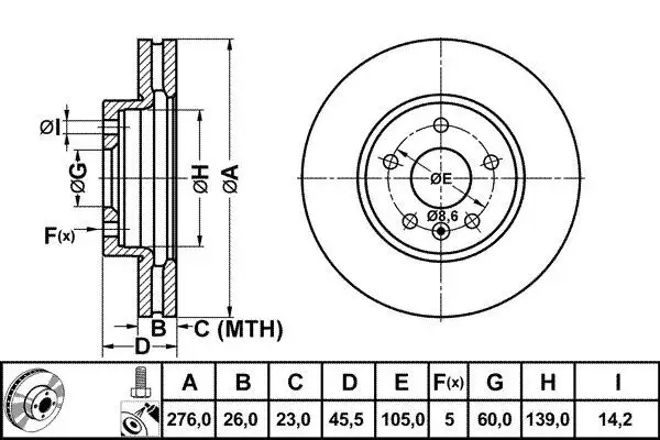 MGA 50196 Ön Fren Diski 13502045