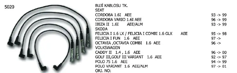 ÜNÜVAR 5020 Buji Kablosu