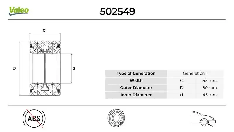 VALEO 502549 Ön Aks Rulmanı
