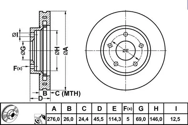 MGA 50287 Ön Fren Diski 4615A115