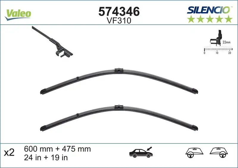 VALEO 574346 Silecek Süpürgesi (Takım)