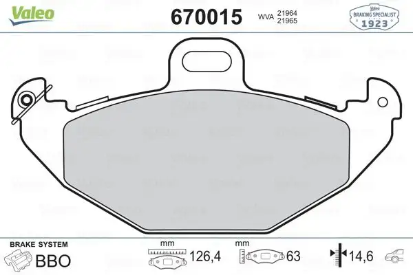 VALEO 670015 Arka Fren Balatası 8671005932