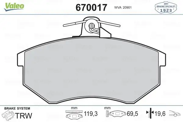 VALEO 670017 Ön Fren Balatası