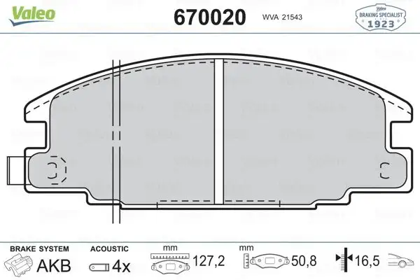 VALEO 670020 Ön Fren Balatası
