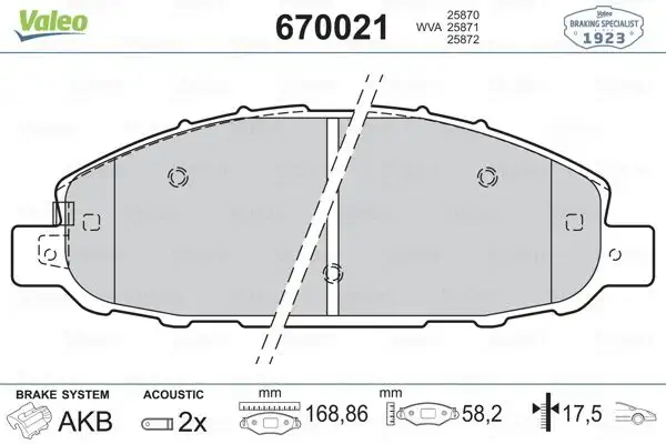 VALEO 670021 Ön Fren Balatası