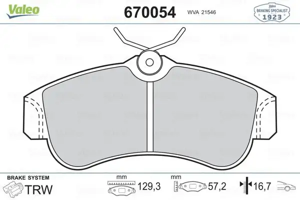 VALEO 670054 Ön Fren Balatası