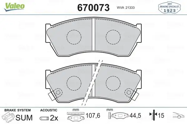VALEO 670073 Ön Fren Balatası