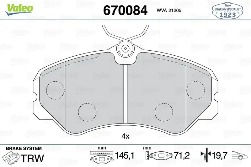VALEO 670084 Ön Fren Balatası
