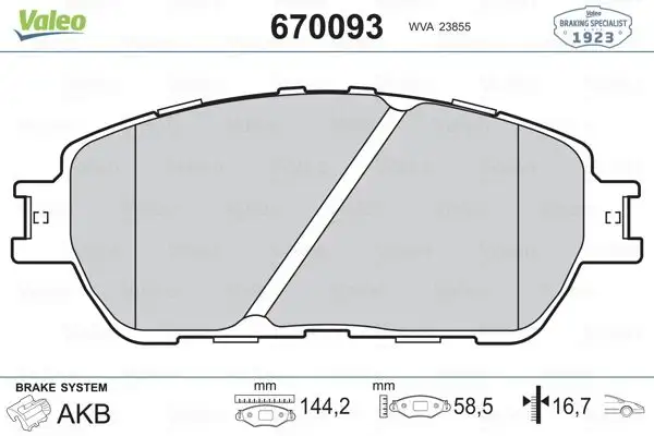 VALEO 670093 Ön Fren Balatası
