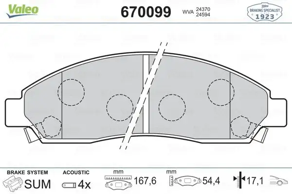 VALEO 670099 Ön Fren Balatası