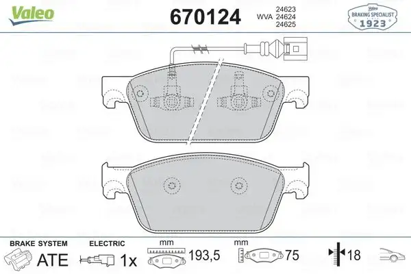 VALEO 670124 Ön Fren Balatası