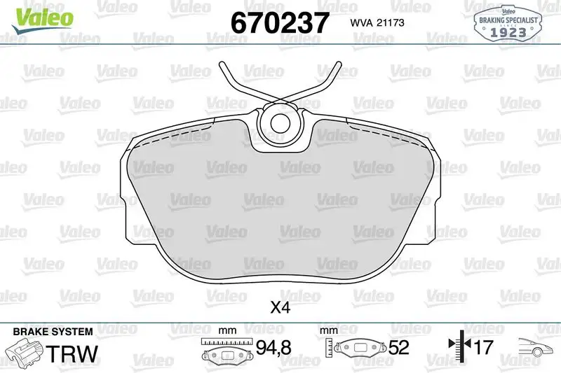 VALEO 670237 Ön Fren Balatası