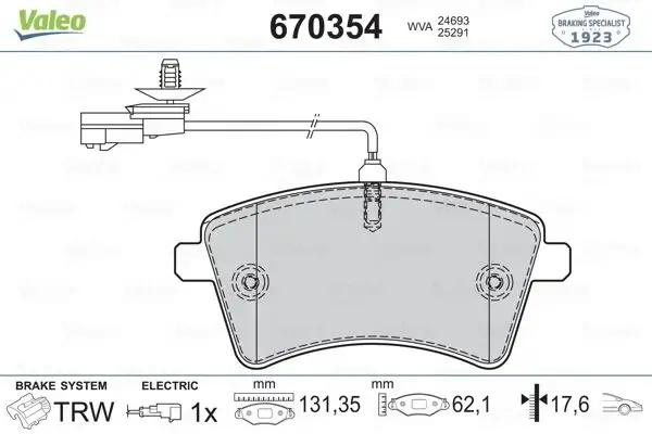 VALEO 670354 Ön Fren Balatası