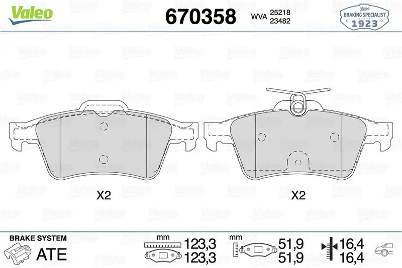VALEO 670358 Arka Fren Balatası