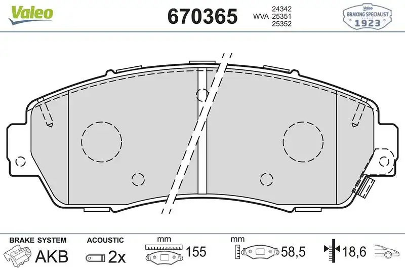 VALEO 670365 Ön Fren Balatası