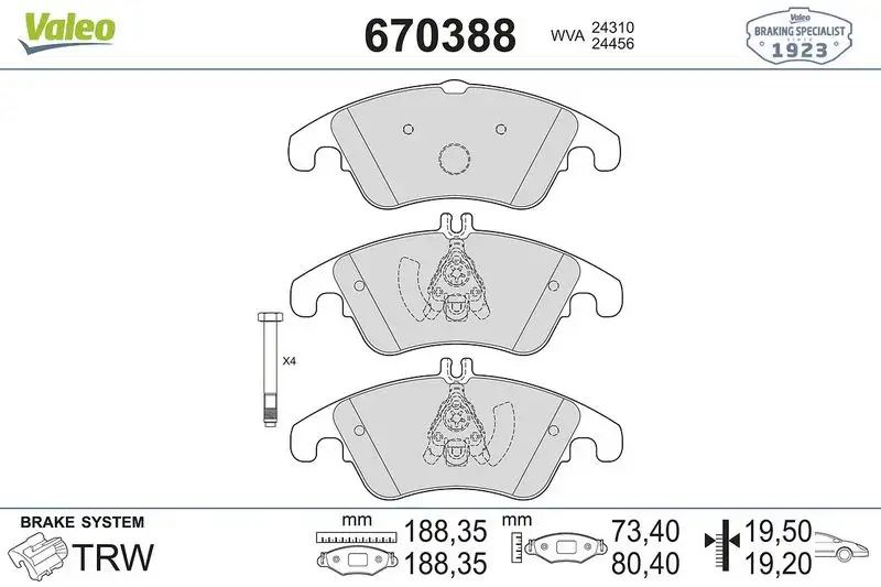 VALEO 670388 Ön Fren Balatası