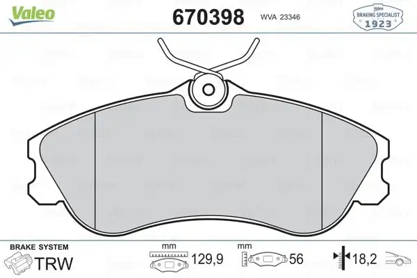 VALEO 670398 Ön Fren Balatası