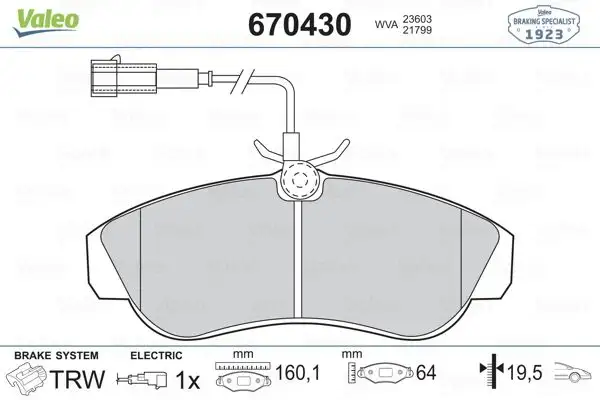 VALEO 670430 Ön Fren Balatası