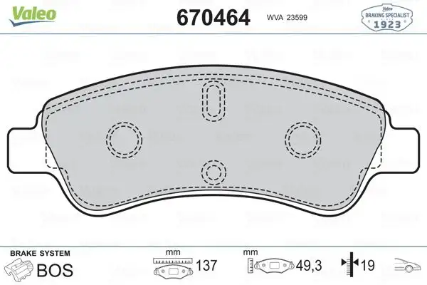 VALEO 670464 Ön Fren Balatası