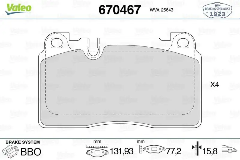 VALEO 670467 Ön Fren Balatası