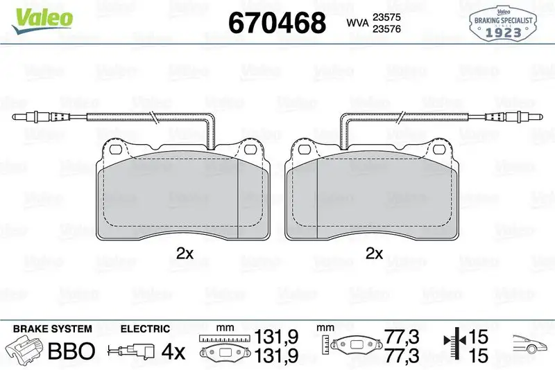 VALEO 670468 Ön Fren Balatası 425207