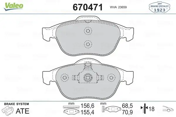 VALEO 670471 Ön Fren Balatası