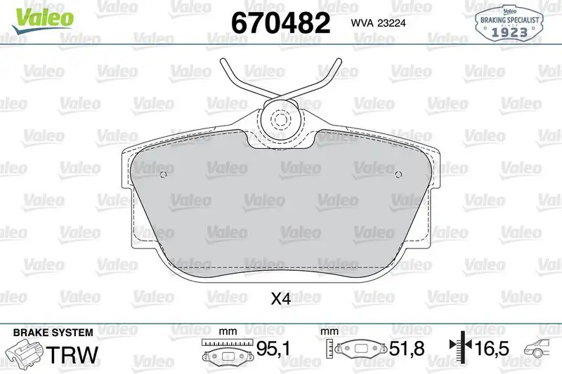 VALEO 670482 Arka Fren Balatası
