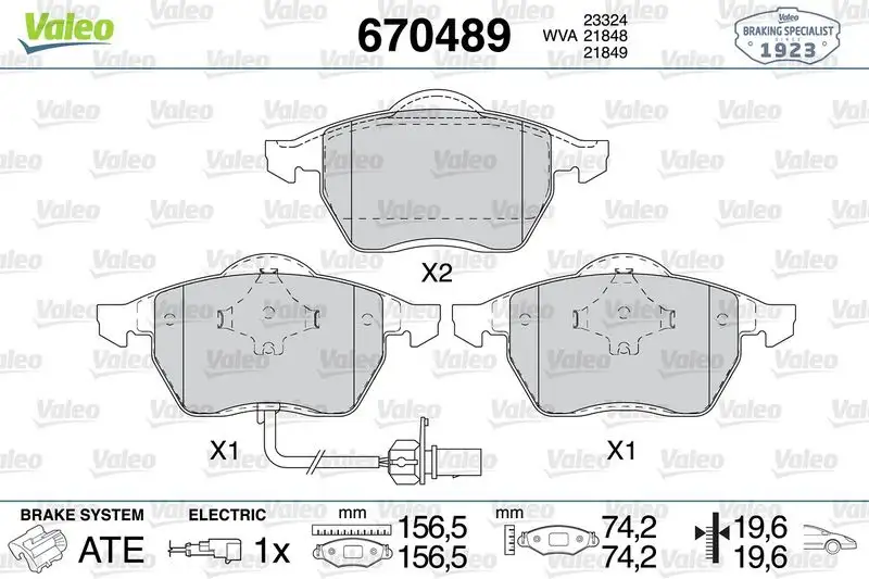 VALEO 670489 Ön Fren Balatası