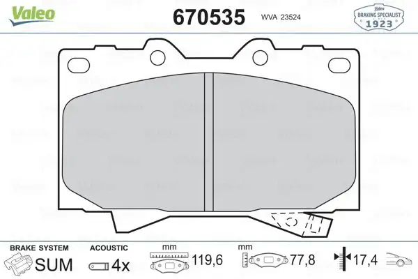 VALEO 670535 Ön Fren Balatası