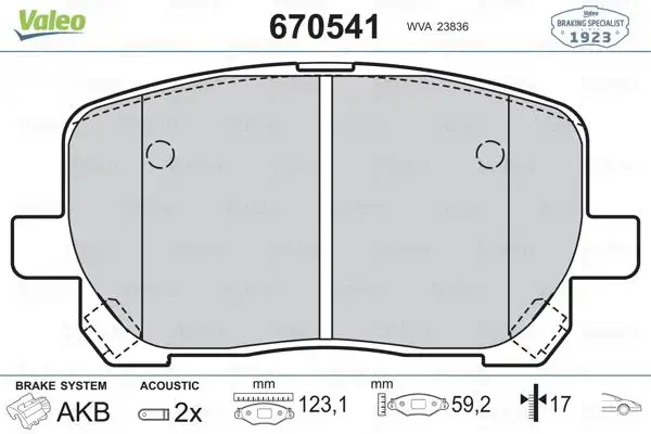 VALEO 670541 Ön Fren Balatası