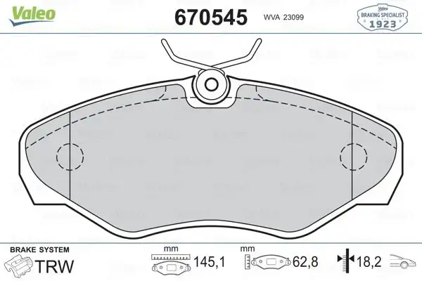 VALEO 670545 Ön Fren Balatası