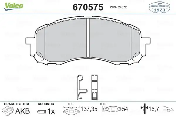 VALEO 670575 Ön Fren Balatası 26296AE200